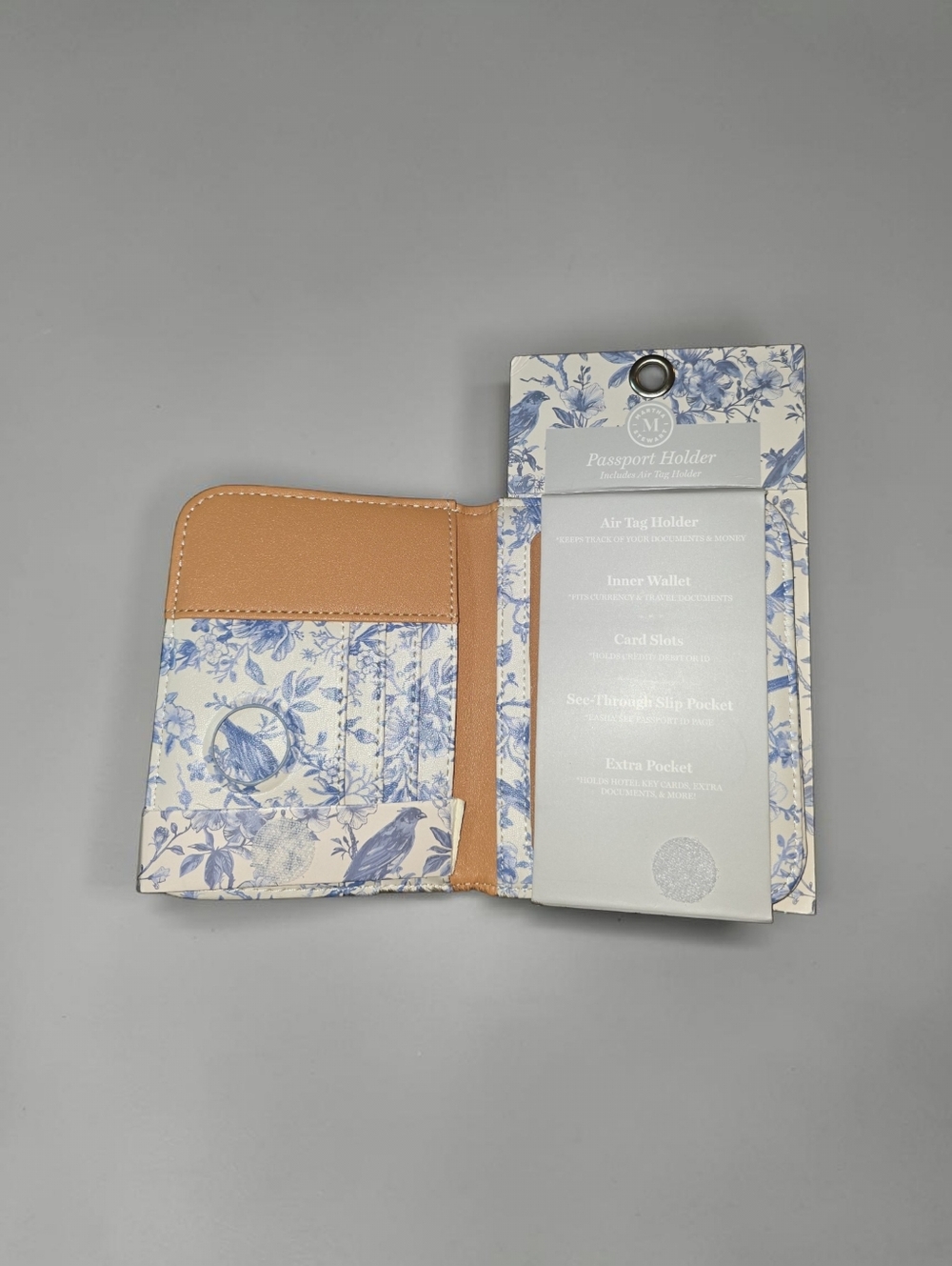 NWT Martha Stewart Blue Floral & Bird Passport Holder. - Picture 3 of 4